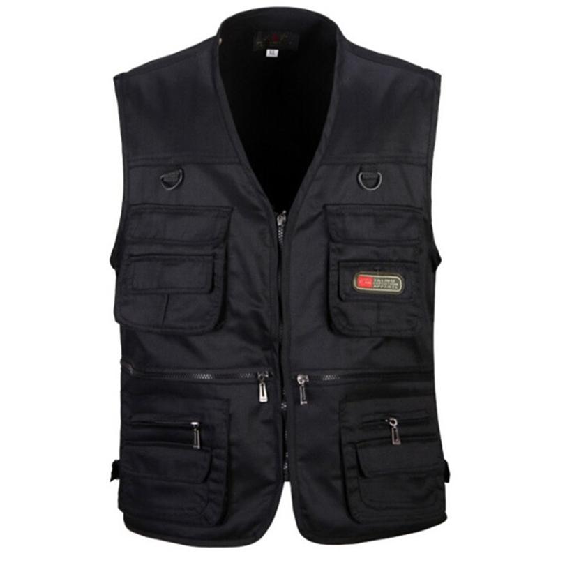 Custom Logo Reporter Travel Fishing Hunting Cotton Sleeveless Multi-Pocket Work Vest Men's Active Wear Outdoor Vest