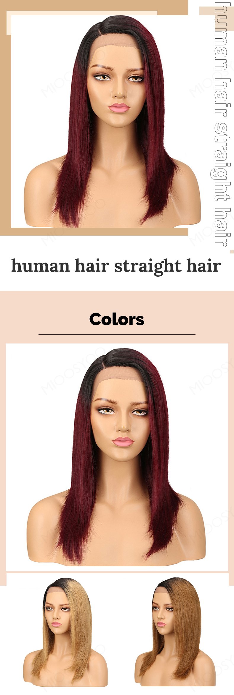 Human Hair Gradient Human Hair Long Straight Hair Women Full Head Suit Recommend