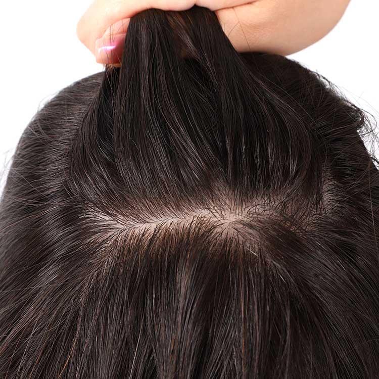 16 "Skin Base Virgin Hair Blonde Highlight Top With 5 Silk Top