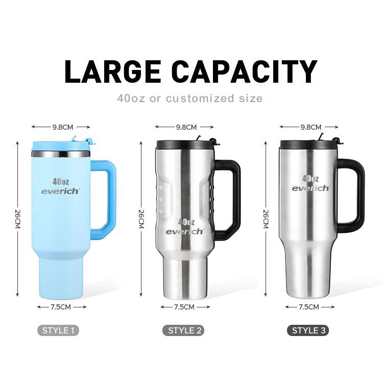 Lead-free 40 Oz Tumbler With Handle And Straw Cup Holder Friendly Dishwasher Safe Oversized Insulated Tumbler