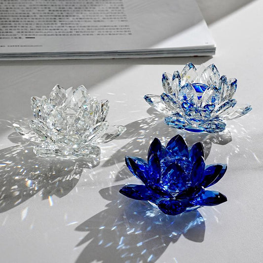 Hot Sale Exquisite Crystal Lotus Flower Jewelry Home Furnishings Large Crystal Lotus Flower Jewelry Craft Gifts