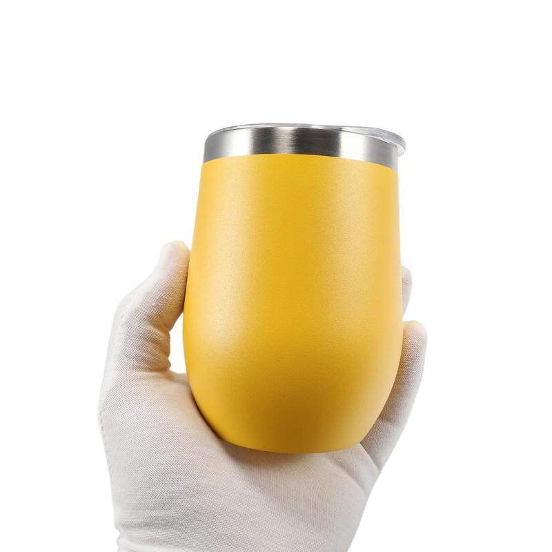 OEM/ODM 12oz Egg Shape Double Wall Stainless Steel Vacuum Cup Hot Travel Coffee Wine Cup Insulated Wine Cup