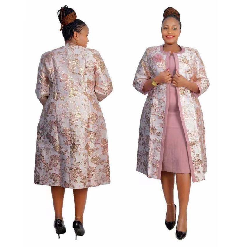 Women's Plus Size African Autumn Suit Floral 2-Piece Set Women's Coat Dress Midi Length Casual Dress Suit
