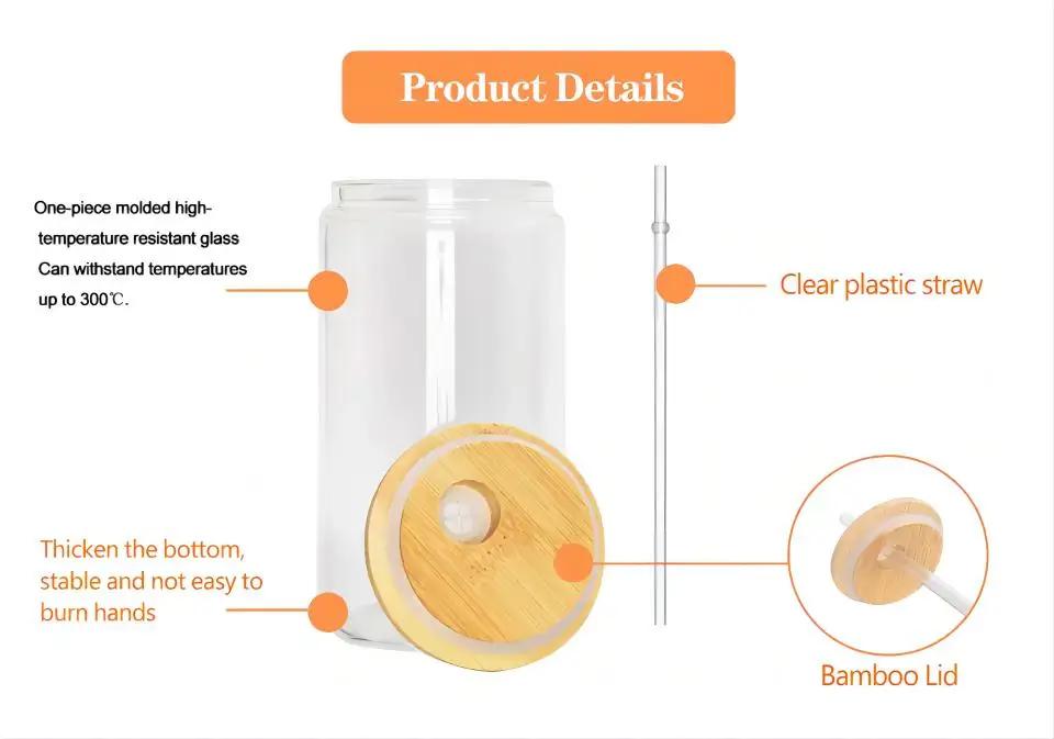 12 Oz 16 Oz 20 Oz Bamboo Lid Glass Pipette Glass Beer Cup Iced Coffee Cute Wine Glass