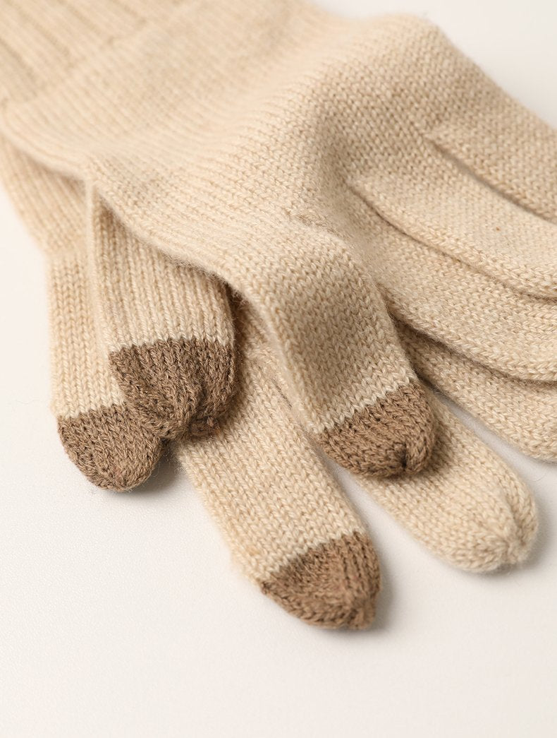 Custom Knitted Cashmere Gloves Factory Wholesale Winter Plain Touch Screen Warm Men's Full Finger Gloves