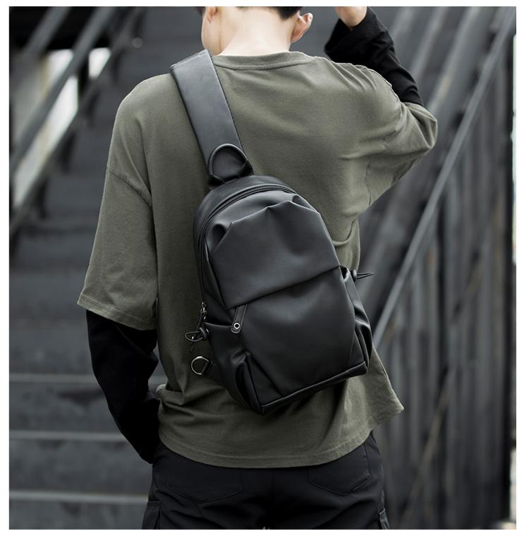 Waterproof Anti-theft PU Leather Chest Bag Men's Crossbody Bag