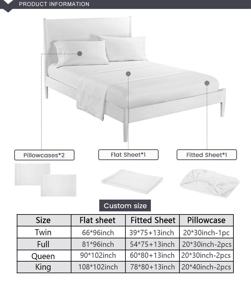 Honeymoon Wholesale Microfiber Lightweight Bedding Embroidery 4 Piece Set Bed Sheet Pillowcase Home Furnishings