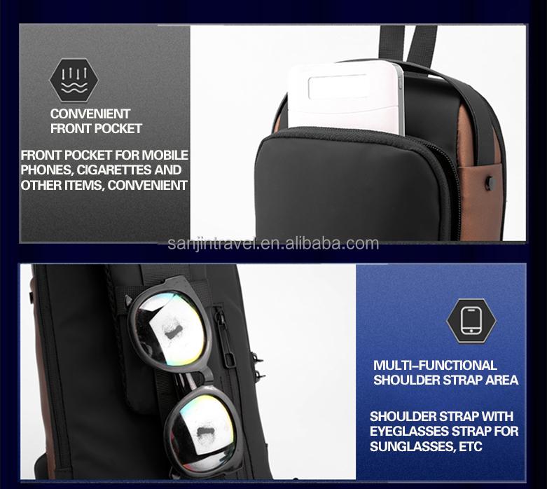 Fashion Anti-theft Men's Chest Bag Waterproof USB Charging Multi-function Shoulder Bag With Anti-theft Lock Universal PU Leather