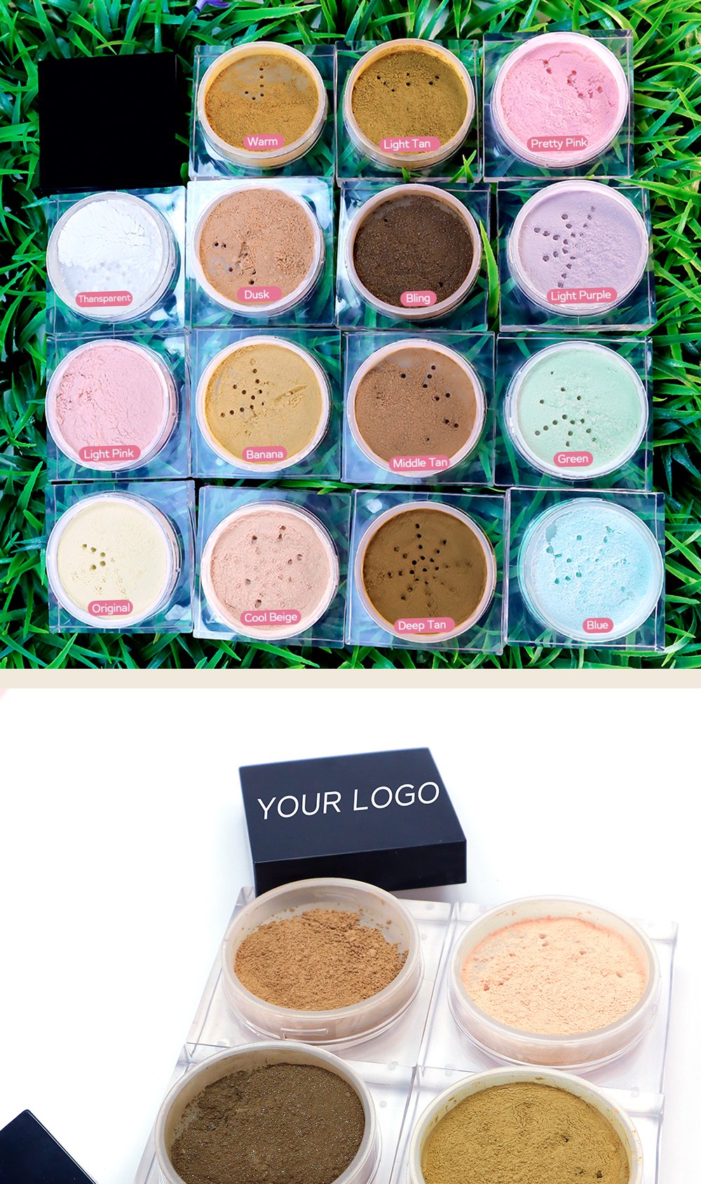Low MOQ Matte Waterproof Cosmetic Makeup Private Label Vegetarian Pink Loose Style Powder