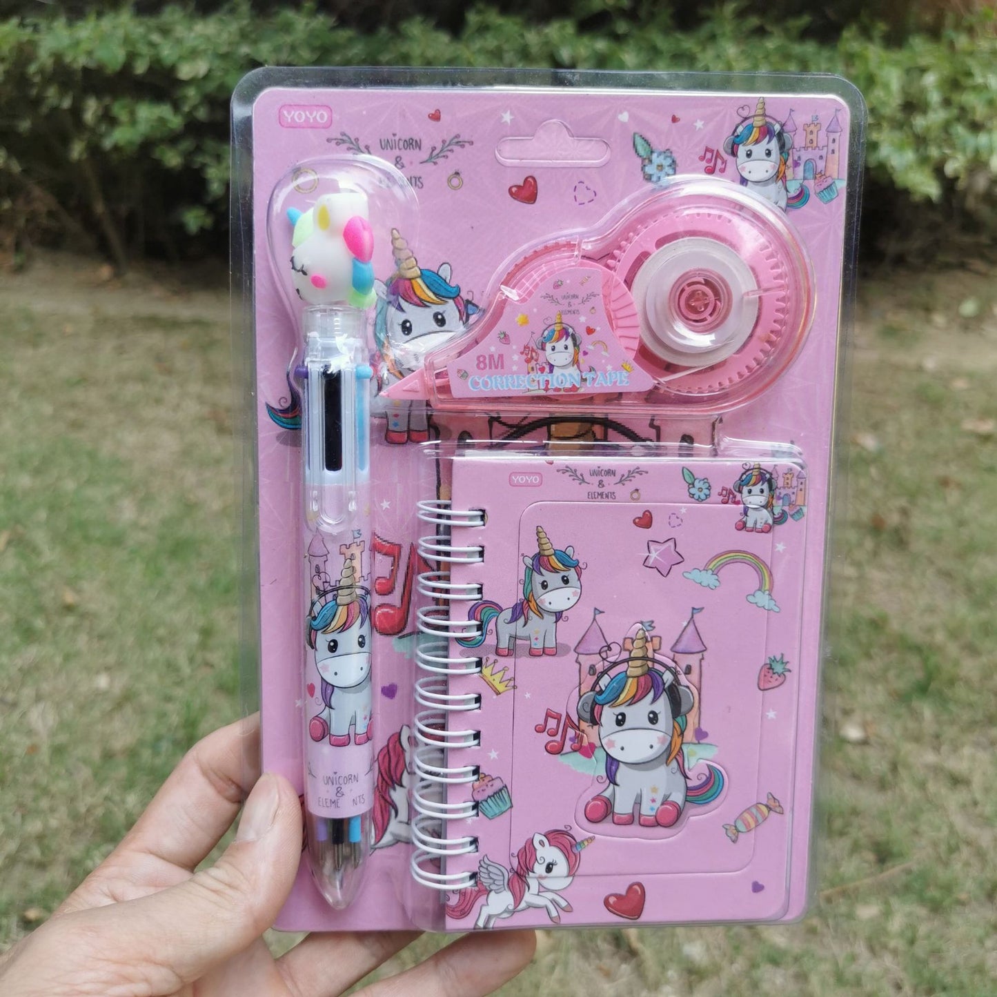 Cartoon Animal Stationery Suit Gift Unicorn Stationery Suit Correction Tape Notebook With Pen Book School Supplier