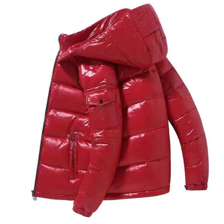 Down Jacket Men's Bright Face Fashionable Hooded Short Thickened Winter Bomber Shiny Puffer Men's Jacket