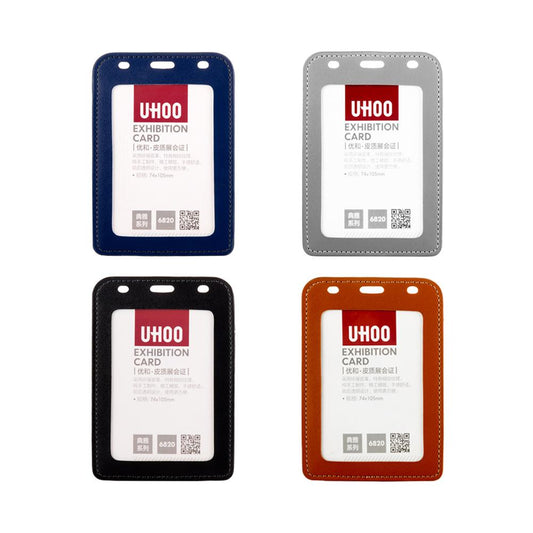High Quality Vertical Genuine Leather ID Card Business Card And Badge Holder Multicolor Office And Banking Accessories