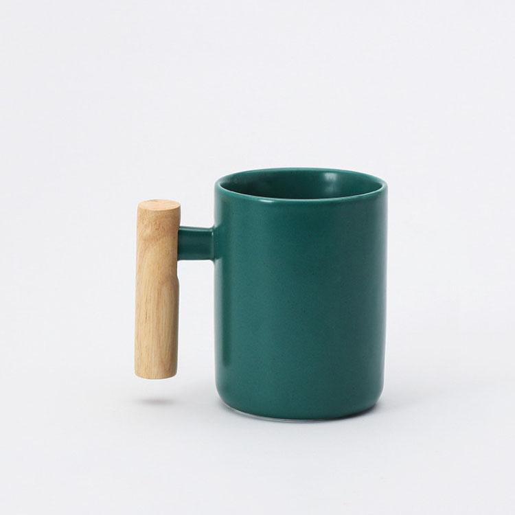 Hot Sale Gift Porcelain Cup, Bamboo Lid Ceramic Cup With Lid And Spoon, Wooden Handle Ceramic Coffee Cup