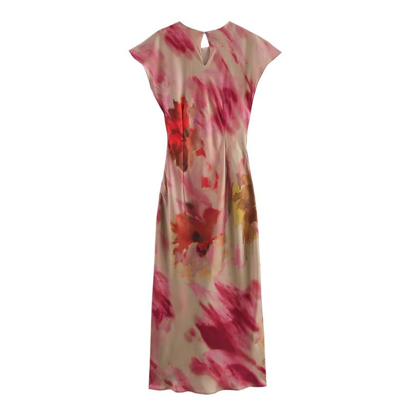 ZATRHMBM Autumn Women's Printed Long Dress 2024 New Fashion Slim A- Line Dress Elegant Women's Evening Dress