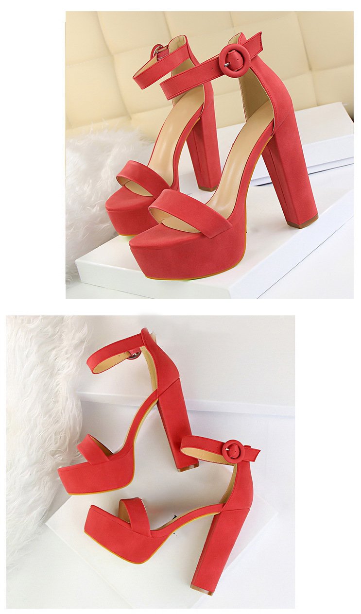 Busy Girl DS3007 Fashion Thick Heel Suede Open Toe Single Strap Sexual Shoes Women Thick Sole Sandals