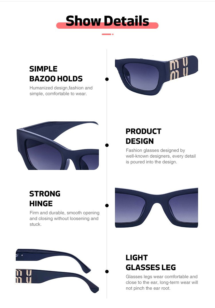CY-98103 2024 Fashion High Quality UV400 Y2K Letter Metal Small Square Sunglasses
