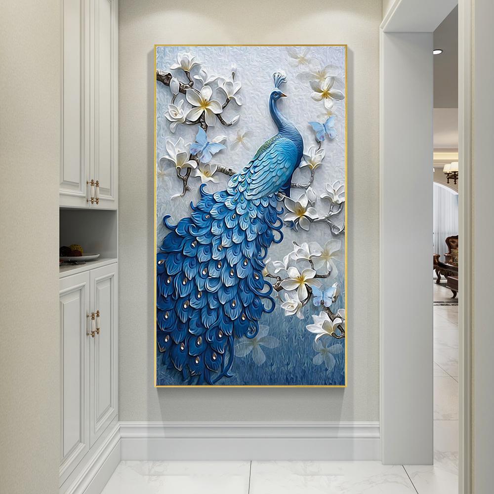 Handmade Decorative Painting Suit Custom Canvas Peacock Round 5d Crystal Diamond Painting