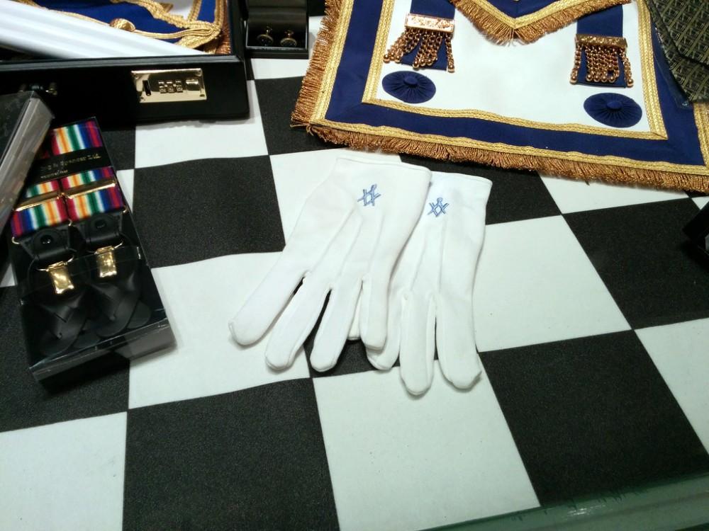 Formal Cotton Gloves Embroidered Masonic Gloves