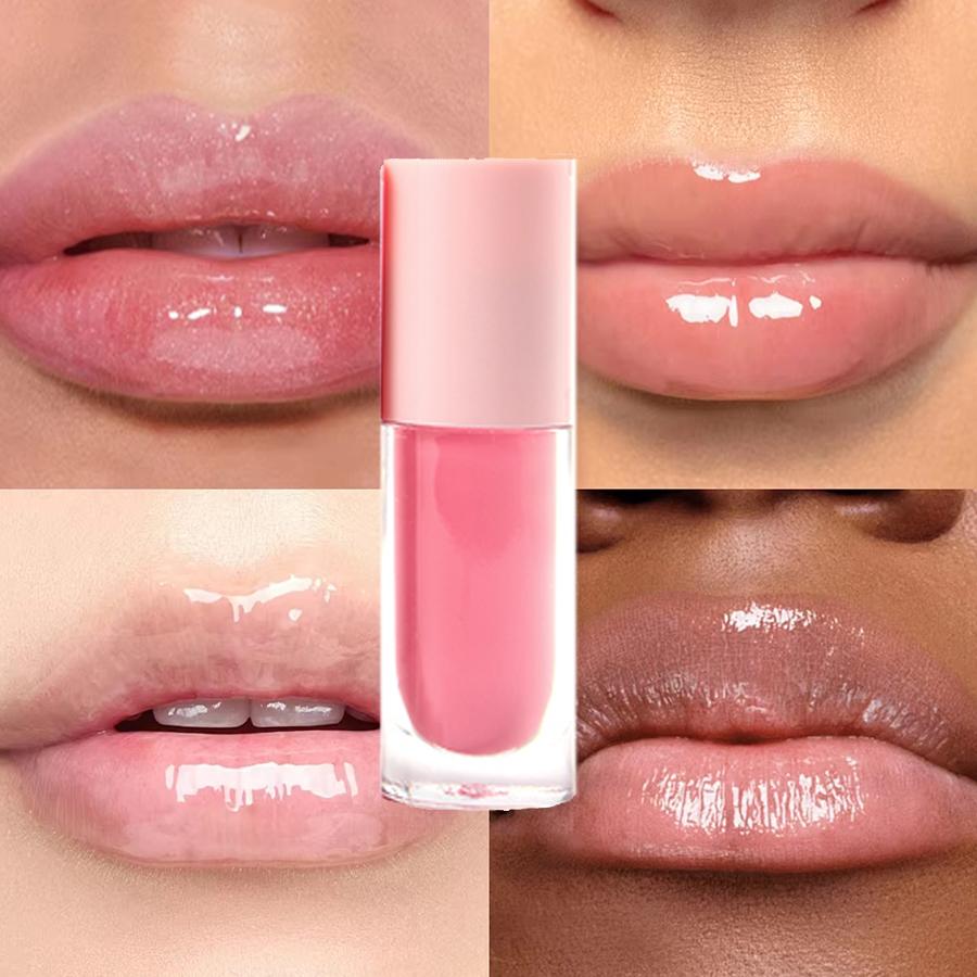 Lips Plump Makeup Pink Liquid Lipstick Gloss Lip Gloss Oil Care Plump Moisturizing Lip Gloss