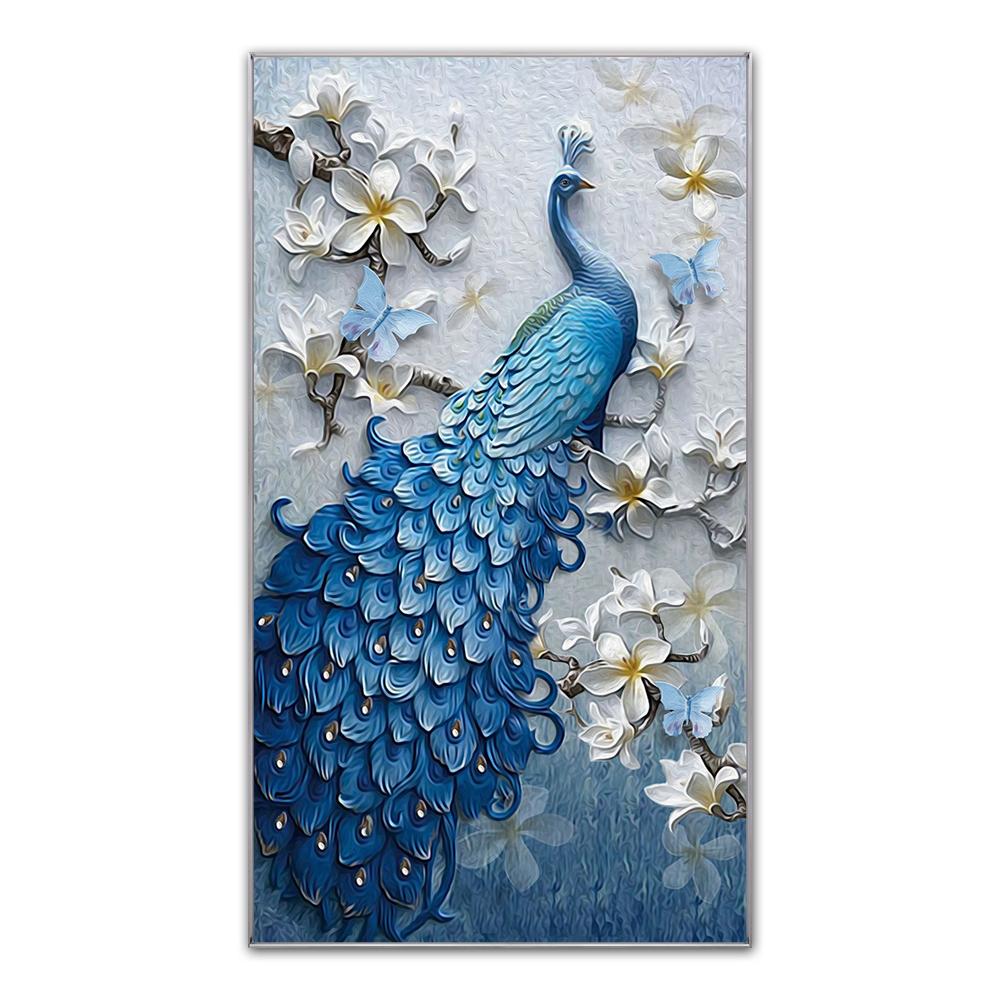 Handmade Decorative Painting Suit Custom Canvas Peacock Round 5d Crystal Diamond Painting