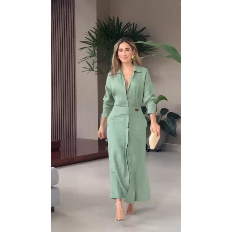2024 Trendy Autumn New Women's European And American Women's Shirt Dress Long Sleeve Shirt Dress Women's Clothing