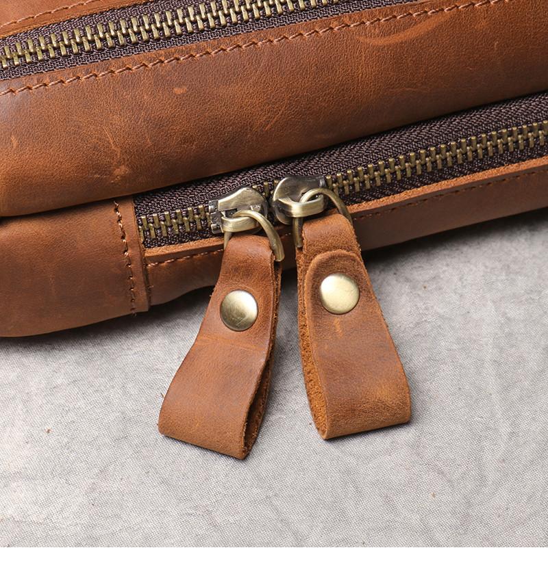 New Crazy Horse Show Leather Chest Bag Retro Genuine Leather Men's Bag Retro Casual Shoulder Bag Suitable For 7.9-inch IPad