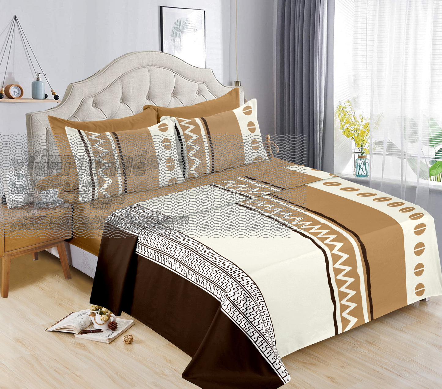 6pc Bedding Suit Wholesale In Stock Retail Printed Cotton Touch Fit Sheets King Bed Sheet With Pillowcase 6 Pcs