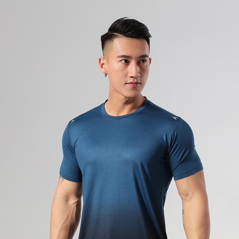 Quick Drying Four-way Stretch T-shirt Sports Top Sports Gradient Regular Suitable For Jogger Man Technical Shirt