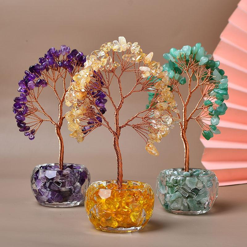 Factory direct sales natural crystal money tree handmade crystal purple home decoration ornaments