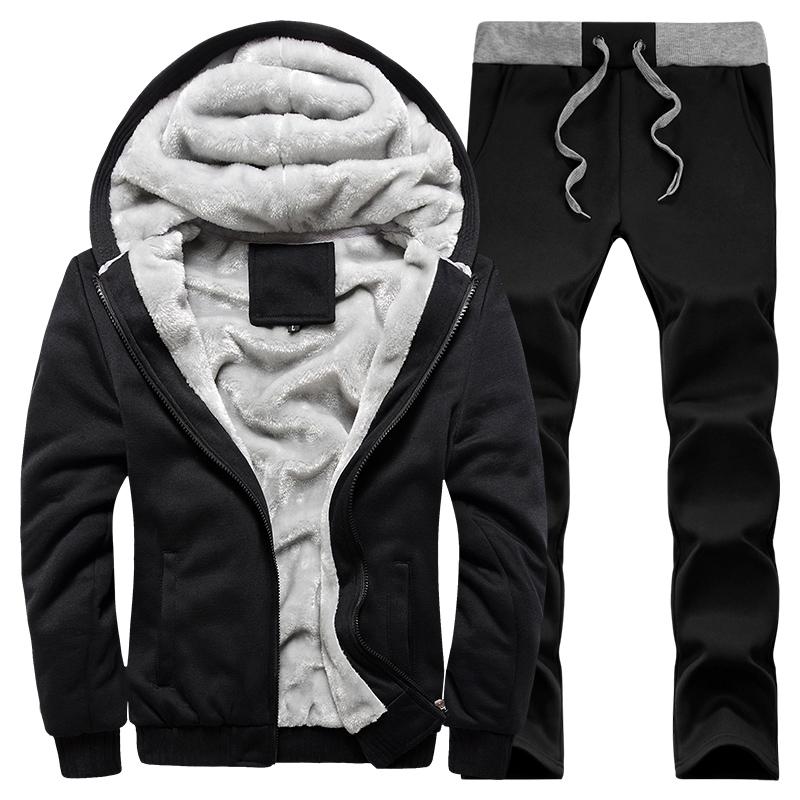 Men's Plain Sweatshirt Men's Wool Sweatshirt Suit Men's Suit Fur Lining Zipper