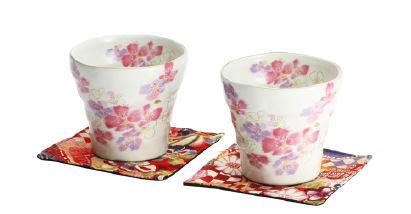 Ceramic Mug Cup Teacup "hanahitohira" With Beautiful Floral Print, Made In Japan