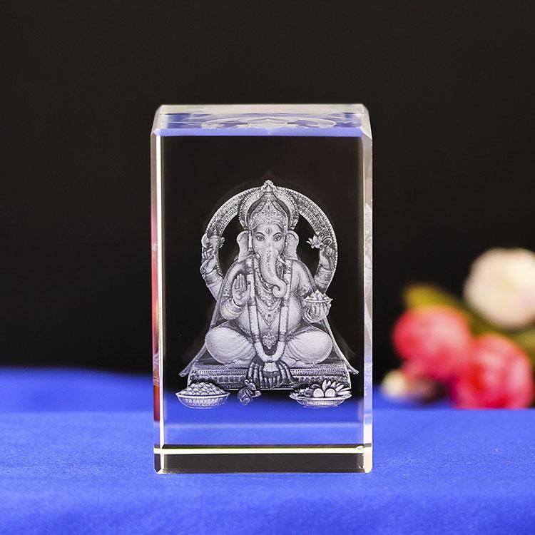 India India Ganesh High Quality New Design 3d Laser Crystal Crafts