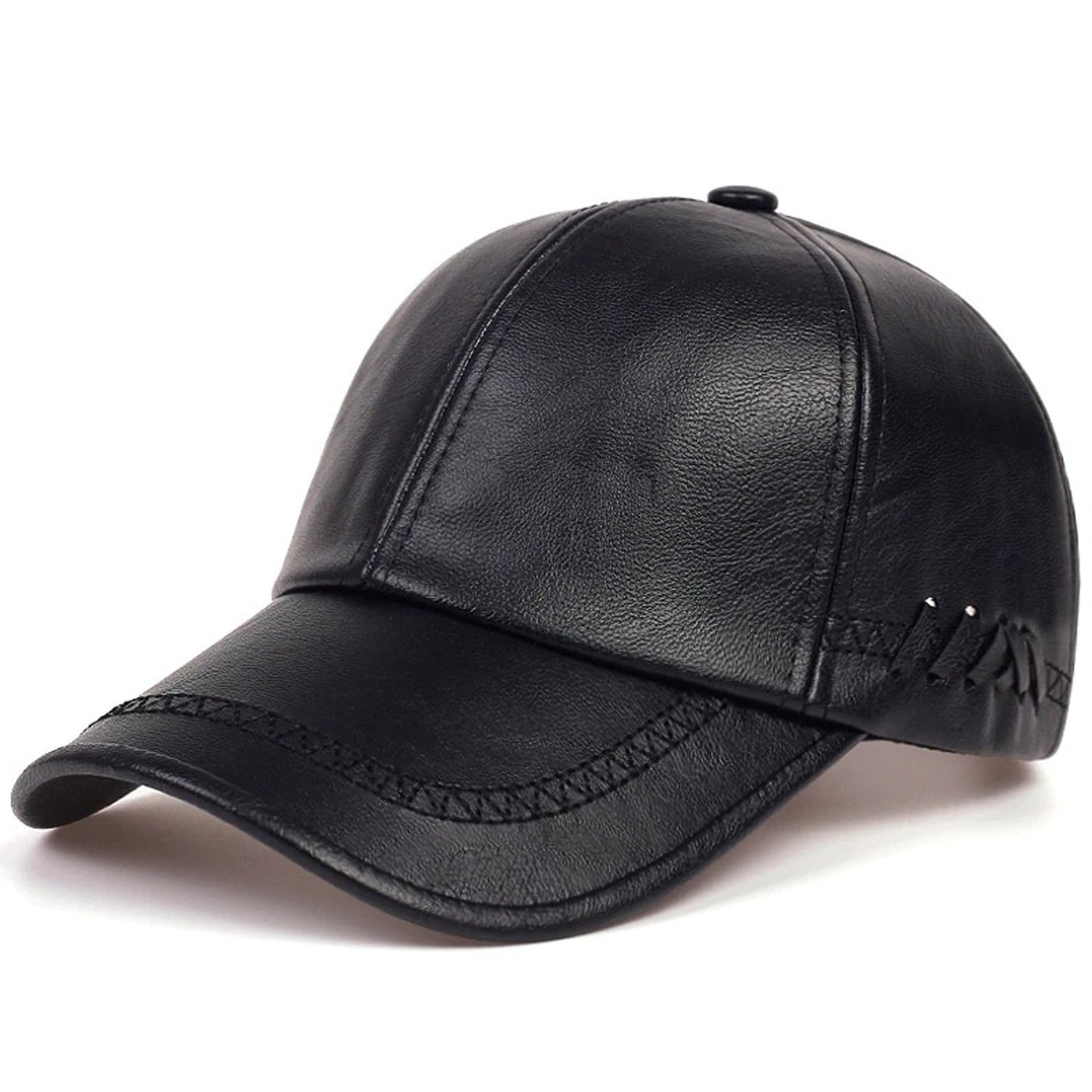 Fashion Solid Winter Leather Baseball Men's Autumn Color Warm Black Hat