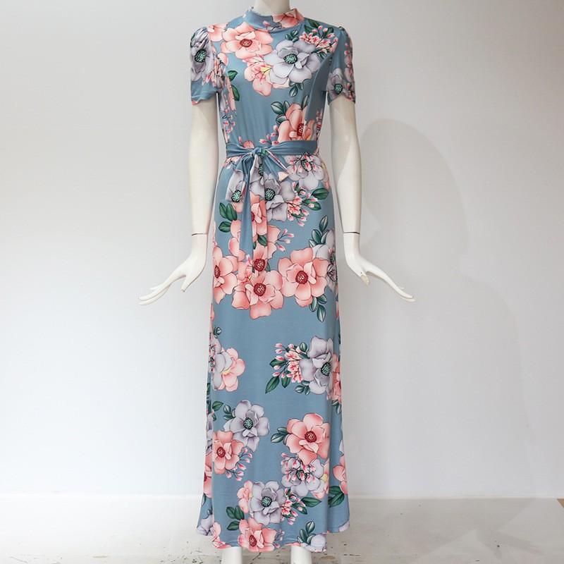 Modern Fashion Women Clothing Women Flower Print Long Dress