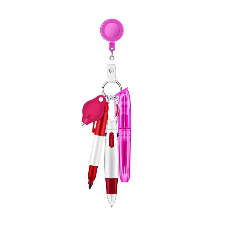 Assemble Multi-function Nurse Pen Set Clip Badge Holder Retractable Custom Nurse Pen Badge Reel Nurse Doctor Gift