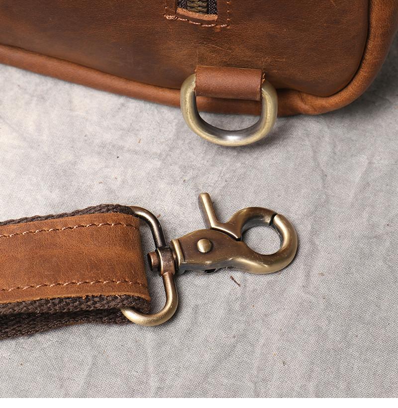 New Crazy Horse Show Leather Chest Bag Retro Genuine Leather Men's Bag Retro Casual Shoulder Bag Suitable For 7.9-inch IPad