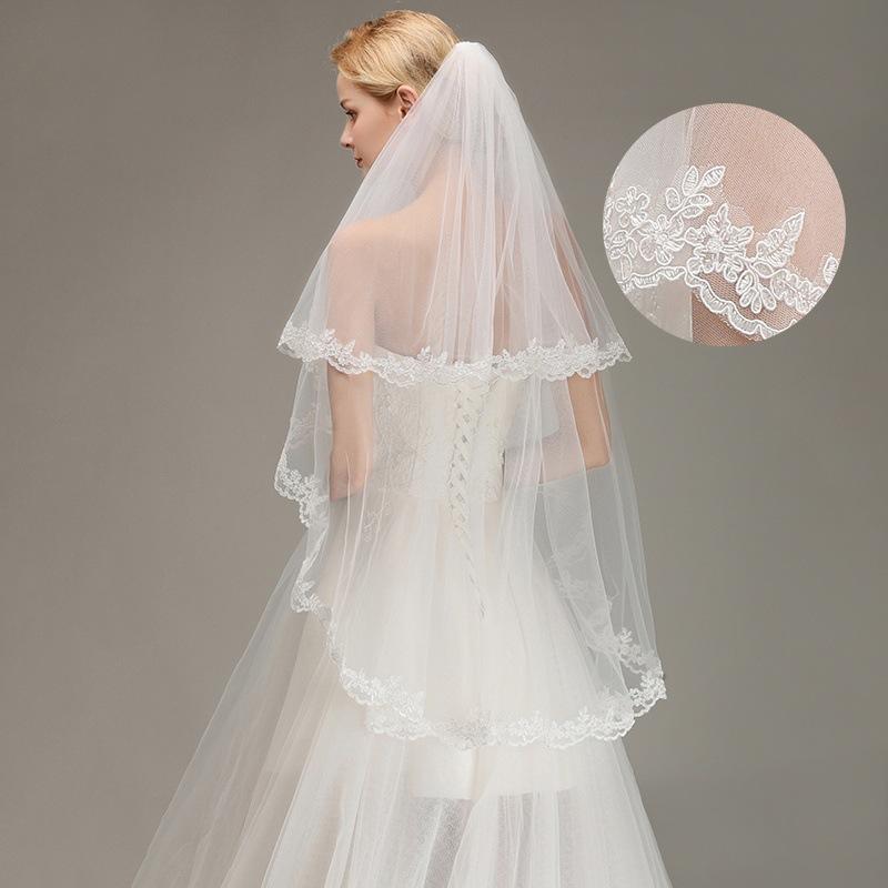 Double Bridal Veil Soft Tulle Bridal Simple Short Wedding Veil With Comb