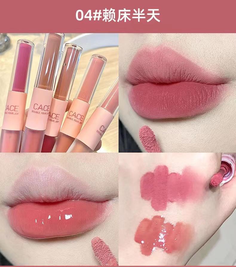 Double Lip Gloss Same Color Matte Gloss Velvet Sexy Red Liquid Lipstick Lip Gloss Lasting Lip Glaze Makeup