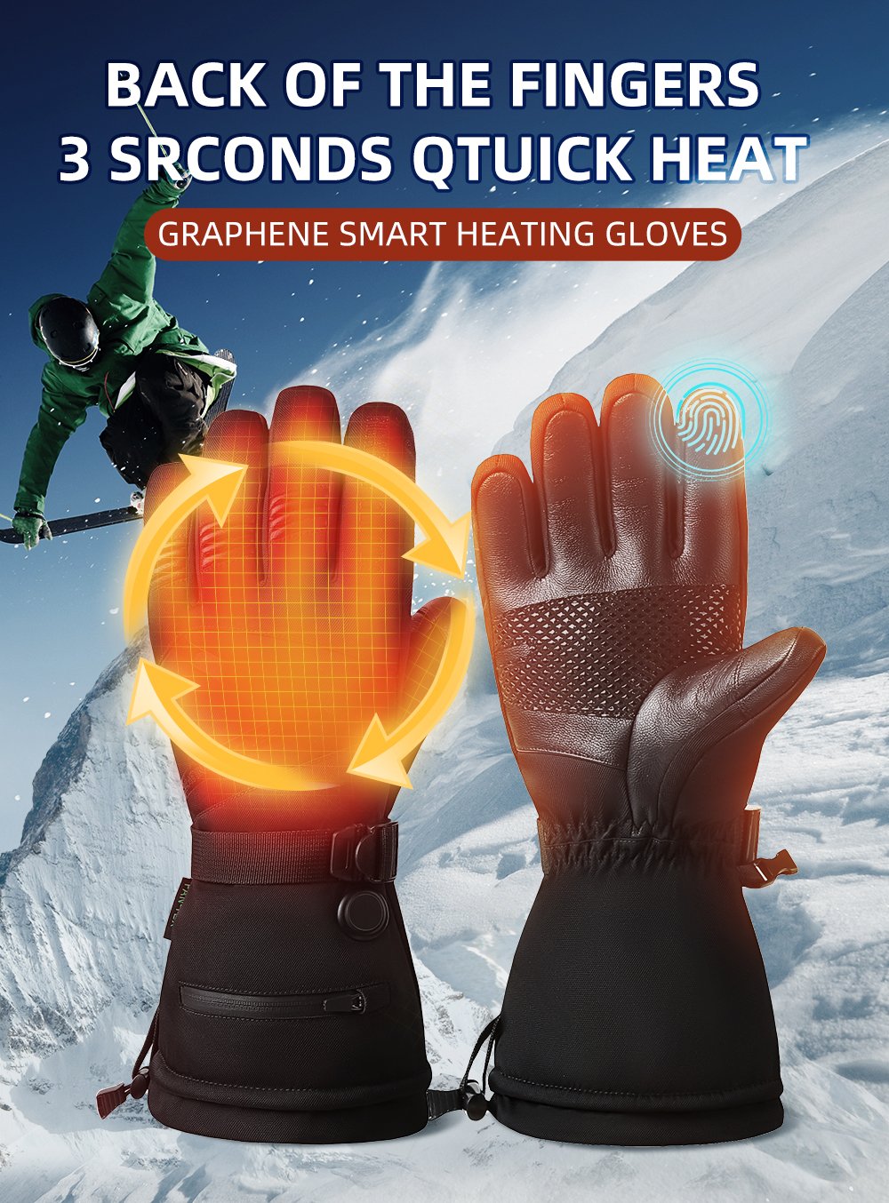 2023 New Goat Leather Outdoor Warm Gloves Electric Heating Gloves Usb Heating Gloves Rechargeable Men And Women