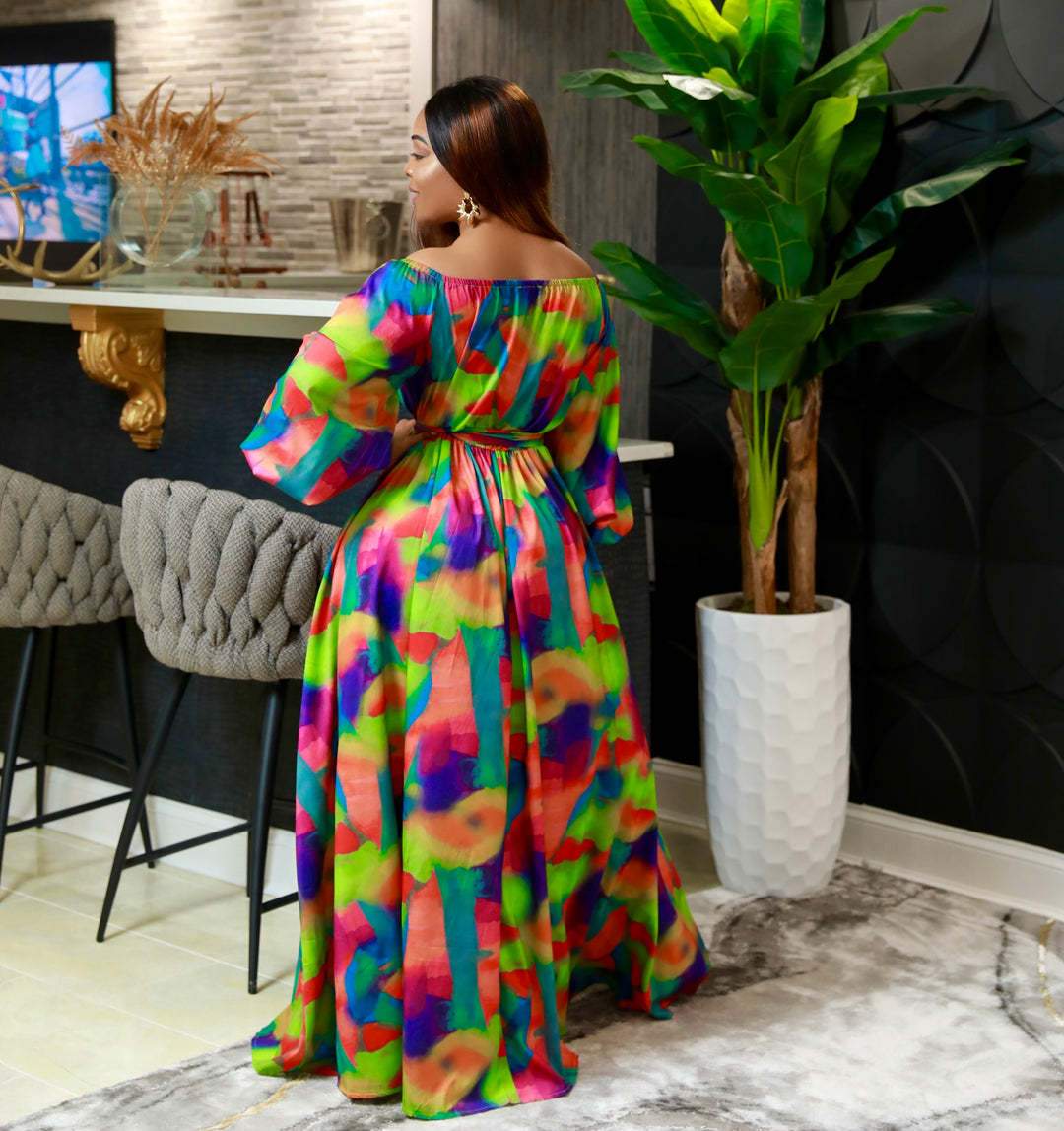 Textile Fashion Women Long Summer Single Shoulder Floral Dress Women Casual Dress Women Maxi Dress
