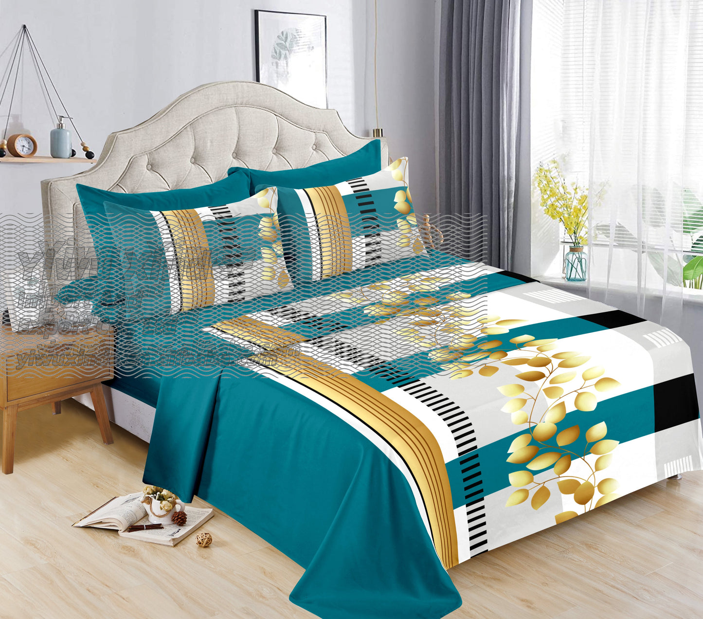 6pc Bedding Suit Wholesale In Stock Retail Printed Cotton Touch Fit Sheets King Bed Sheet With Pillowcase 6 Pcs