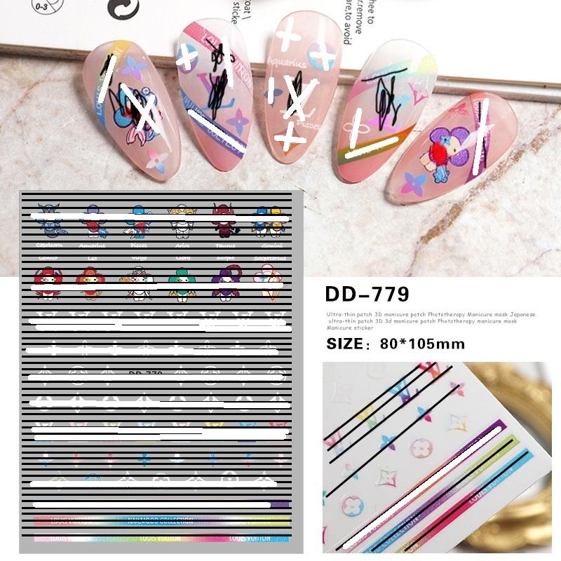 Popular 3D Designer Nail Stickers Luxury Brand Logo Nail Art Decal