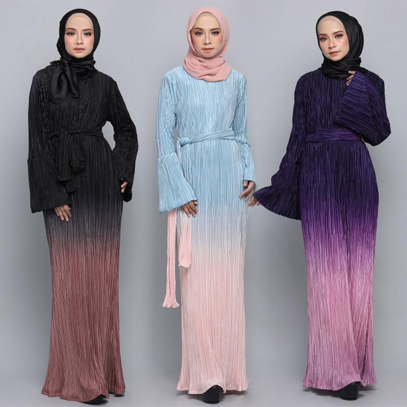 Ombre Pleated Robe Dress Mean Dress Yiwu Manufacturers Wholesale Mushilin Dress