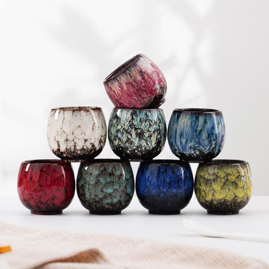 Japanese Retro Reactive Glazed Espresso Cup Small Ceramic Tea Cup Suit
