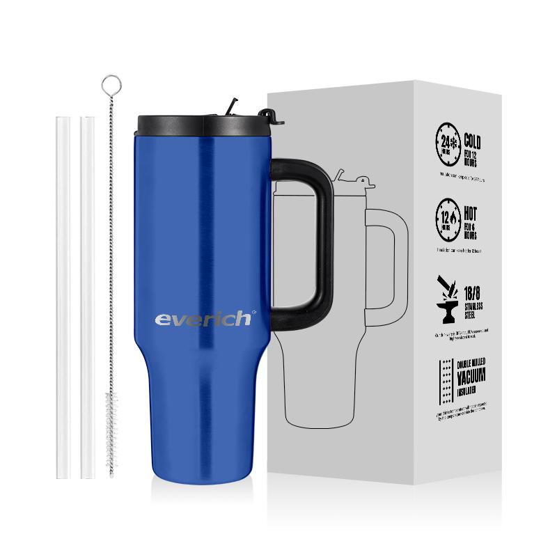 Wholesale High Quality Stainless Steel Metal Mug Travel Coffee Cup 40 Oz Tumbler With Handle And Straw