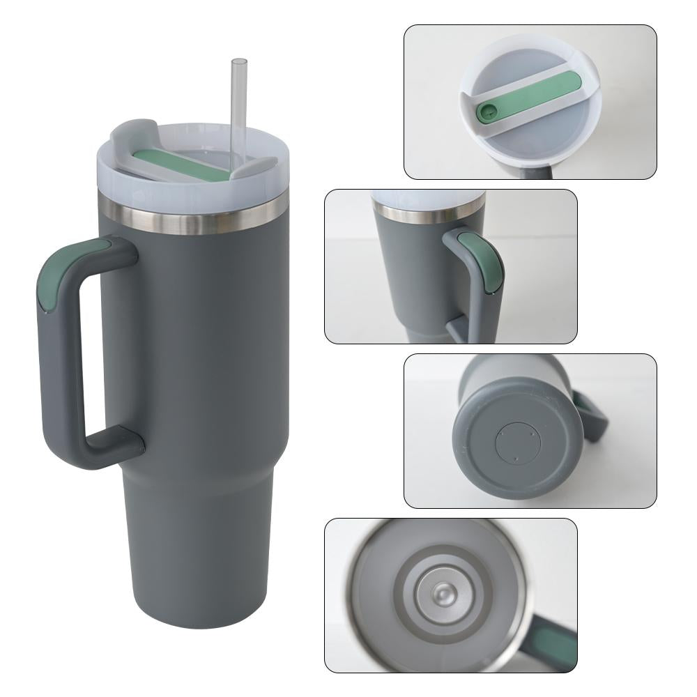 Custom Logo 30 Oz Cup Double Wall Vacuum Stainless Steel 40 Oz Coffee Outdoor Tumbler Travel Mug With Handle And Straw