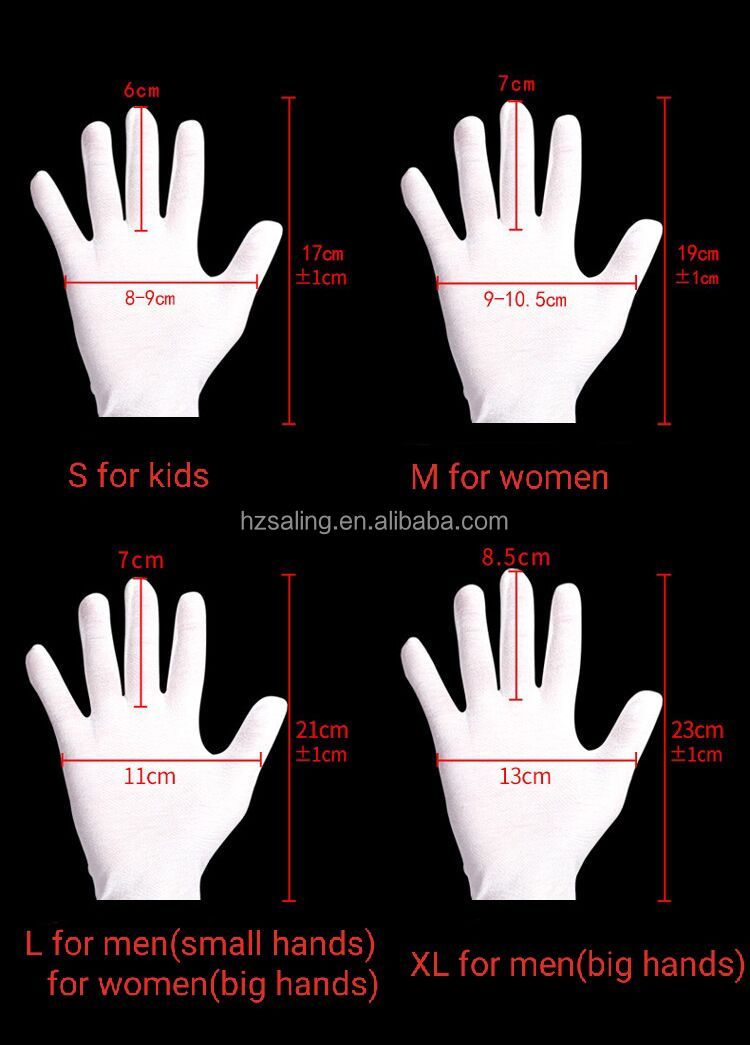 Soft Cotton Stretch Lined White Gloves Cheap Wholesale Coin Jewelry Silver Check Gloves