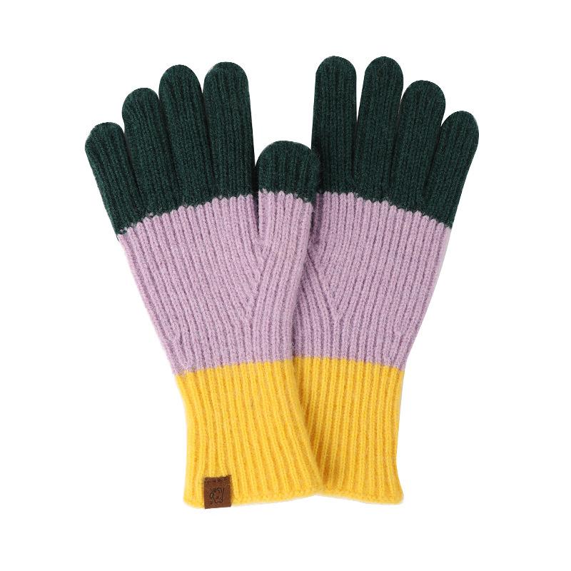 Winter Cold Weather Warm Wool Blend Jacquard Knit Gloves For Girls