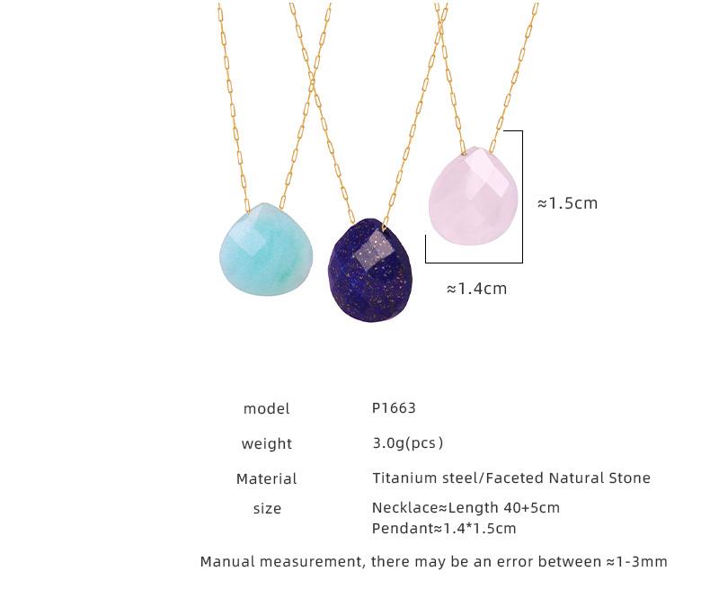 Elegant Personality Fashion Natural Stone Stainless Steel Gold Plated Pendant Necklace