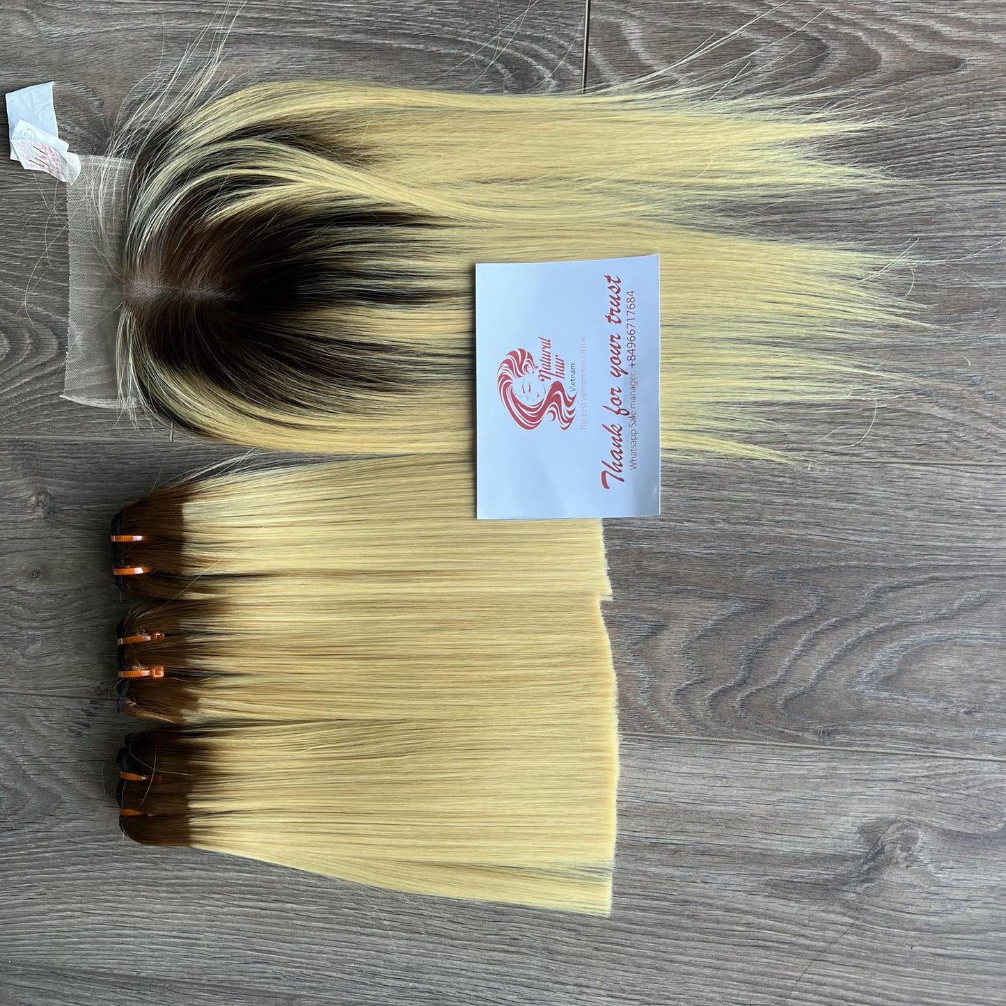 Set For Black Women 2 Strands Of Hair Ombre And 1 Lace Closed Bone Straight Double Pull 100% Virgin Vietnamese Human Harry Wig